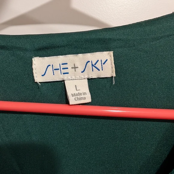 She + Sky Forest Green Textured Mini Dress - Picture 6 of 6